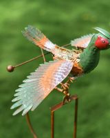 Close up of Pheasant Metal Rocking Garden Spike wing
