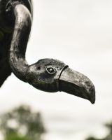 Close up of face detail on scrap metal art sculpture