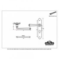 "Rosa" Gothic Lever Euro Lock Set Deimensions