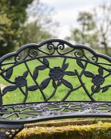 Rose and Scroll Motif on Garden Bench 