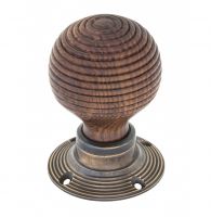 Rosewood & Antique Brass Door Knob Set