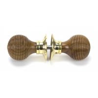 Rosewood Door Knobs & Polished Brass Roses