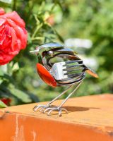 Angled view of scrap metal art home decor sculpture