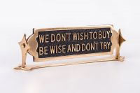 Polished Brass Rotating "Be Aware Of The Dog" Information Sign