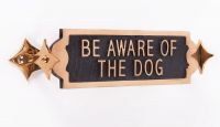 Polished Brass Rotating "Be Aware Of The Dog" Information Sign