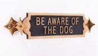 Polished Brass Rotating "Be Aware Of The Dog" Information Sign