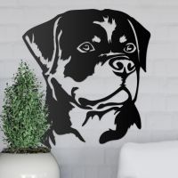 Metal Rottweiler Wall Art on a Grey Wall