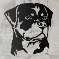 Rottweiler Metal Wall Art Silhouette on a Rustic Wall 