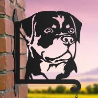 Rottweiler hanging basket bracket at dusk