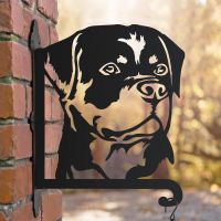 Rottweiler hanging basket bracket in the woods