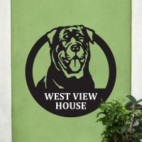Steel Circular Rottweiler House Name Sign on Green Sign