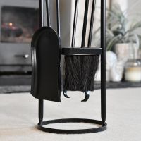 Close-up of the Tools on the Round Black Companion Set