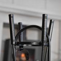 close-up of the Handles on the Round Black Companion Set