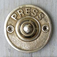 Round "Push" Door Bell Push in Polished Brass