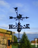 Large Steel Robin and Gardening Tools Weathervanes
