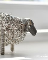 Close up of face detail on scrap metal art sculpture