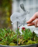 Running Hare Artistic Plant Pot Spike - Set of Two with hand in shot for scale