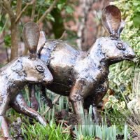 Recycled Metal Running Rabbit Sculpture