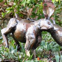 close-up of the Running Rabbit Sculpture