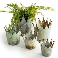 Rustic "Royal" Crown Planters - Set of Five Rustic "Royal" Crown Planters - Set of Five