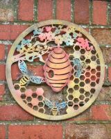 Rustic Bee HIve Garden Wall Art