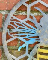 Close up of Rustic Bee and Honeycomb Wall Art Wing