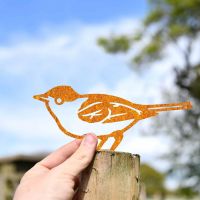 Scale Shot of Rustic Blackcap Warbler Steel Fence Topper