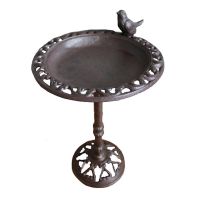 Cast Iron Bird Design Bird Bath in a Rustic Brown Finish