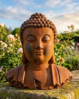 Rustic Cast Iron Buddha Sculpture in Situ Digital Illustration Rustic Cast Iron Buddha Sculpture in Situ Digital Illustration
