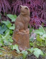 Rustic Cat and Mouse Garden Sculpture
