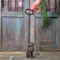 Rustic Cast Iron Cat Door Stop to Scale