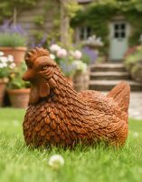 Rustic Cast Iron Chicken Sculpture Digital Illustration