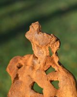 Close-Up of Rustic Cast Iron "Contemporary Isolation" Garden Sculpture