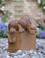Rustic Cast Iron Curious Dragon Garden Sculpture Digital Illustration