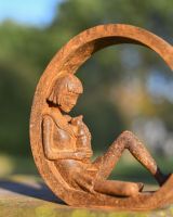 Rustic Cast Iron "Enclosed Care" Garden Sculpture in Situ