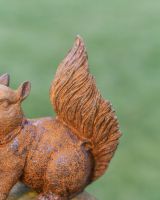 Close-Up of Tail & Rustic Finish on Freestanding Squirrel Sculpture