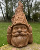 Rustic Cast Iron "Hudson" the Hear No Evil Gnome Sculpture