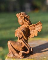 Rustic Cast Iron "Kneeling Angel" Garden Sculpture in Situ Rustic Cast Iron "Kneeling Angel" Garden Sculpture in Situ