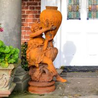 Aphrodite & Vase Rustic Cast Iron Sculpture - Right Facing