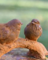 Rustic Cast Iron "Pair of Lovebirds" Outdoor Garden Sculpture in Situ