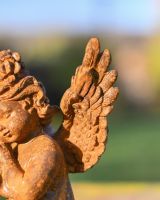 Close-Up of Rustic Finish on Angel Sculpture