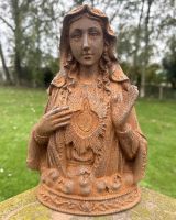 Rustic Cast Iron Sacred Heart Madonna Sculpture Rustic Cast Iron Sacred Heart Madonna Sculpture