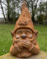 Rustic Cast Iron "Samuel" the Speak No Evil Gnome Sculpture