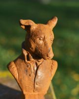 Rustic Cast Iron "Sophisticated Gentleman" Dog Garden Sculpture