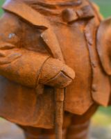 Close-up of Suit on Sophisticated Gentleman Pig Garden Sculpture Close-up of Suit on Sophisticated Gentleman Pig Garden Sculpture