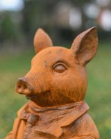 Rustic Cast Iron "Sophisticated Gentleman" Pig Garden Sculpture Rustic Cast Iron "Sophisticated Gentleman" Pig Garden Sculpture