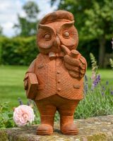 Rustic Cast Iron Studious Owl Sculpture Digital Illustration