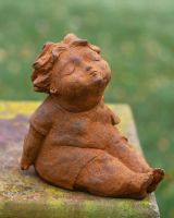 Rustic Cast Iron "Sunbathing Child" Garden Sculpture