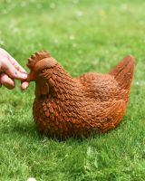 Scale image of Rustic Cast Iron Chicken Sculpture 