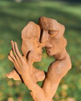Cast Iron Rustic Embracing Couple Garden Sculpture